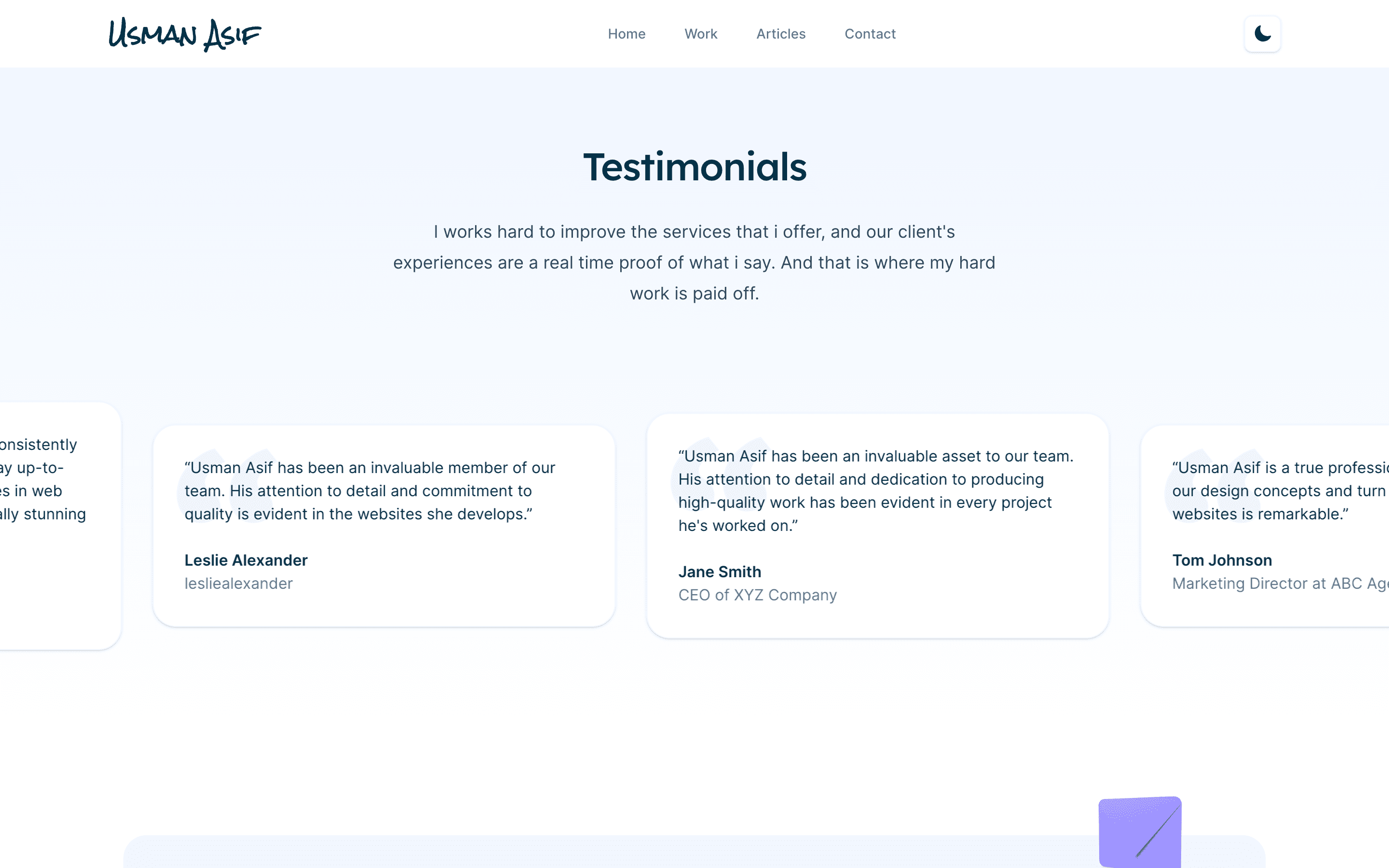 UAT | Portfolio theme build in Tailwind CSS & Next js 8